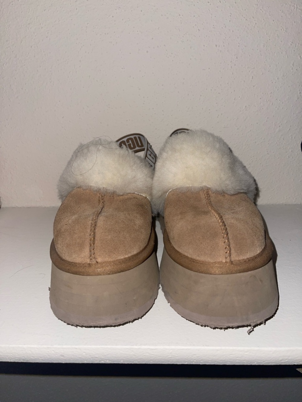 UGG Tan Suede Shearling-Lined Mules